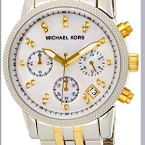 Mk5057 Michael Kors Watche- Two-Tone Chronograph with Stones